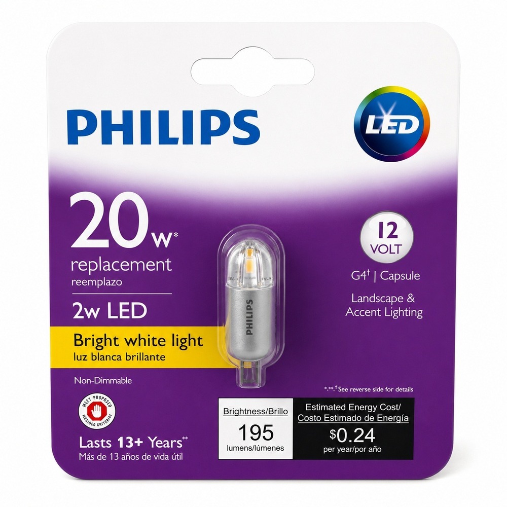 Philips G4 LED 2W 20W Replacement Capsule Landscape Accent Light Bright White 12
